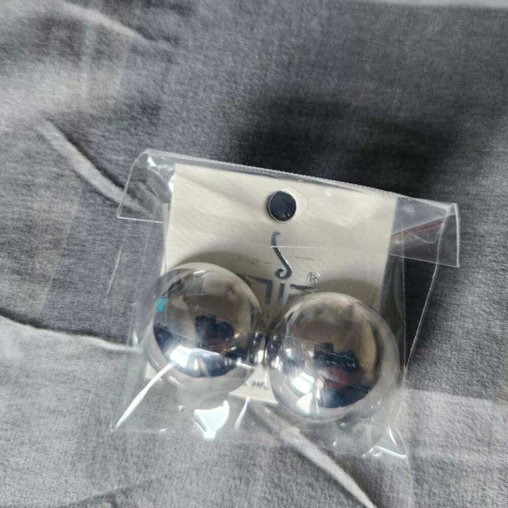 Mia‎ Collection Silver Color Mirror Dome Earrings by Kim Min
